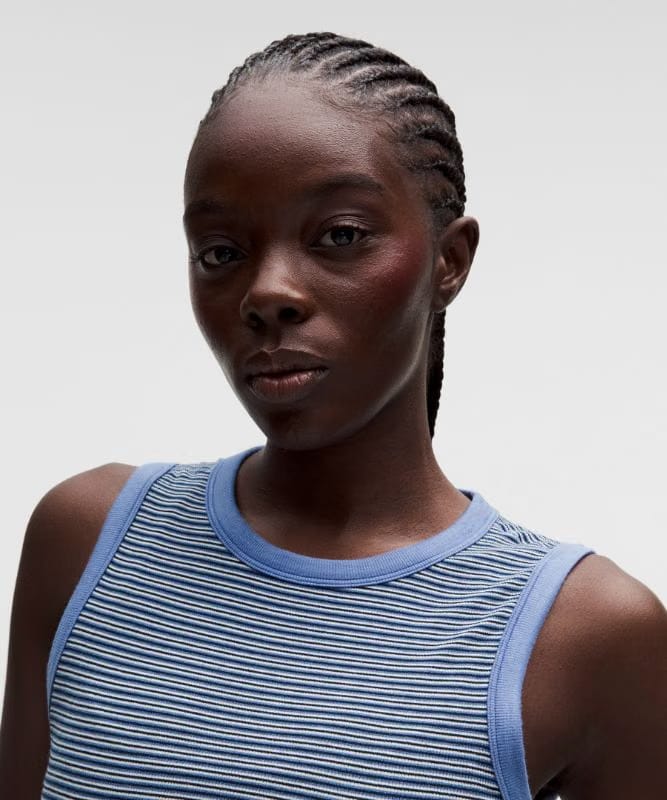 lululemon Hold Tight Crewneck Tank Top *Waist Length - Surround Stripe Prep Blue Coconut Ivory
