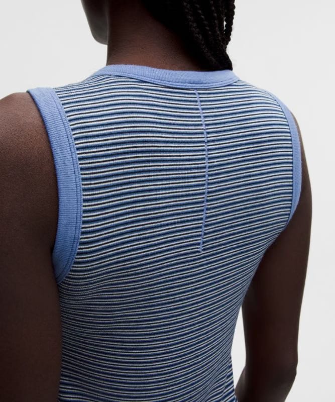 lululemon Hold Tight Crewneck Tank Top *Waist Length - Surround Stripe Prep Blue Coconut Ivory