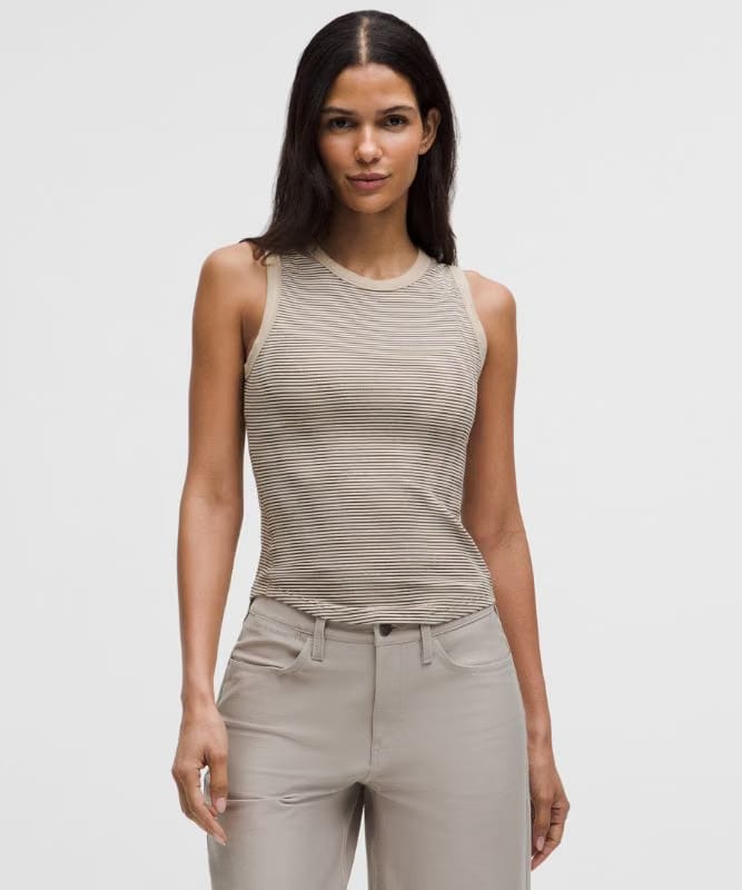 lululemon Hold Tight Crewneck Tank Top *Waist Length - Surround Stripe Trench Coconut Ivory