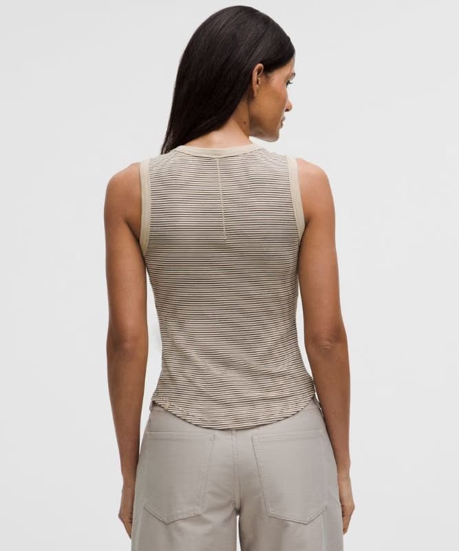 lululemon Hold Tight Crewneck Tank Top *Waist Length - Surround Stripe Trench Coconut Ivory