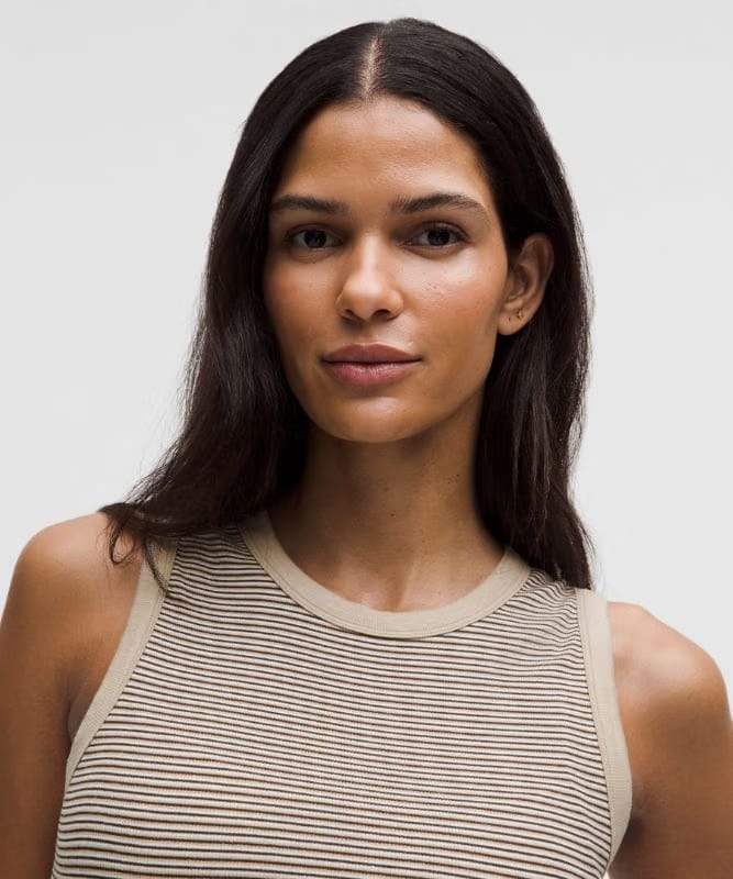 lululemon Hold Tight Crewneck Tank Top *Waist Length - Surround Stripe Trench Coconut Ivory