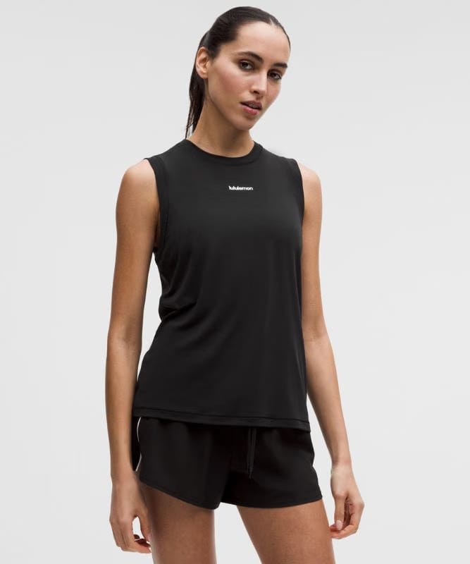 lululemon Jersey Training Muscle Tank Top Long *Wordmark - Black