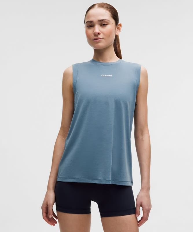 lululemon Jersey Training Muscle Tank Top Long *Wordmark - Steel Blue