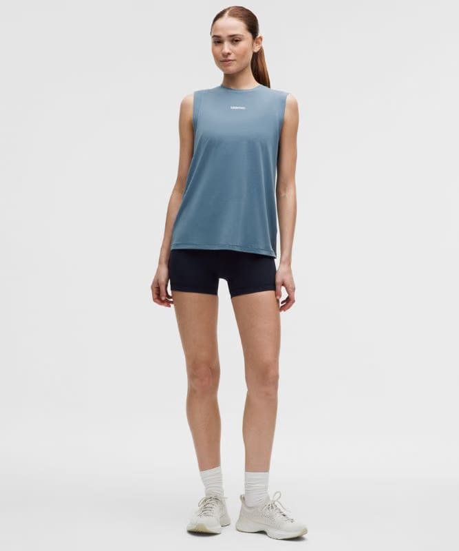 lululemon Jersey Training Muscle Tank Top Long *Wordmark - Steel Blue