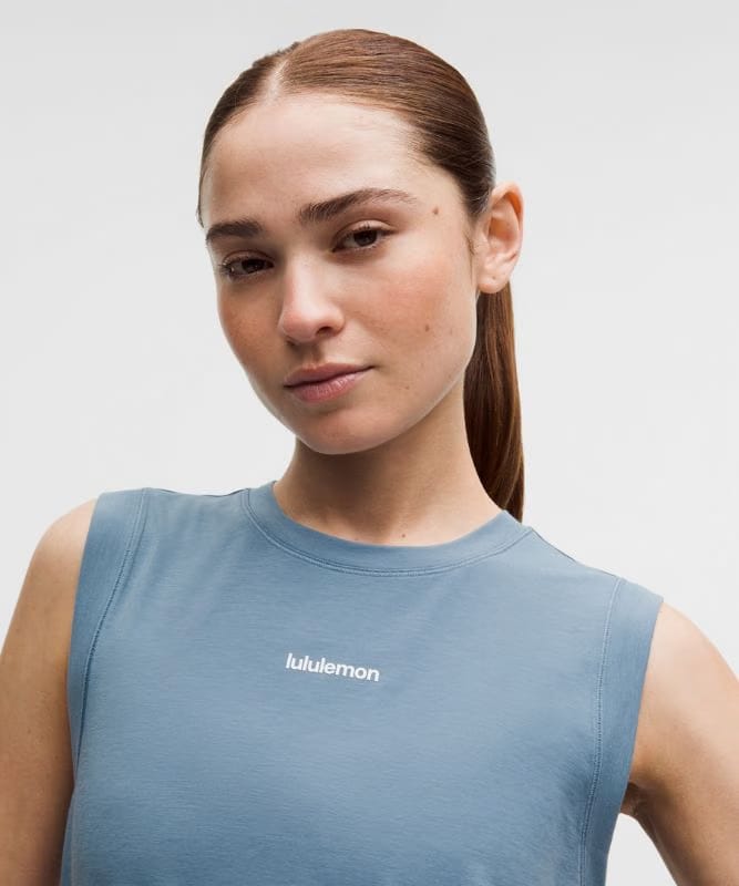 lululemon Jersey Training Muscle Tank Top Long *Wordmark - Steel Blue