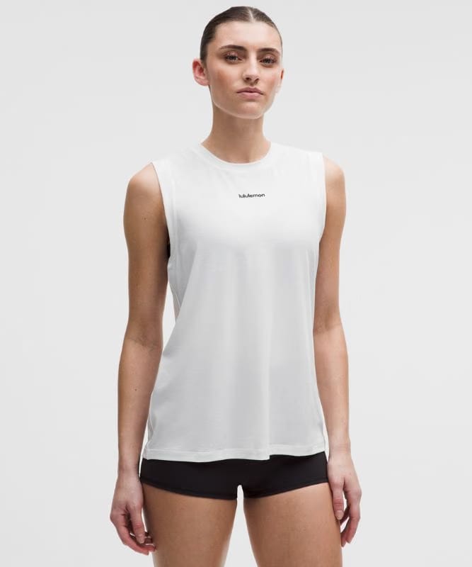 lululemon Jersey Training Muscle Tank Top Long *Wordmark - White