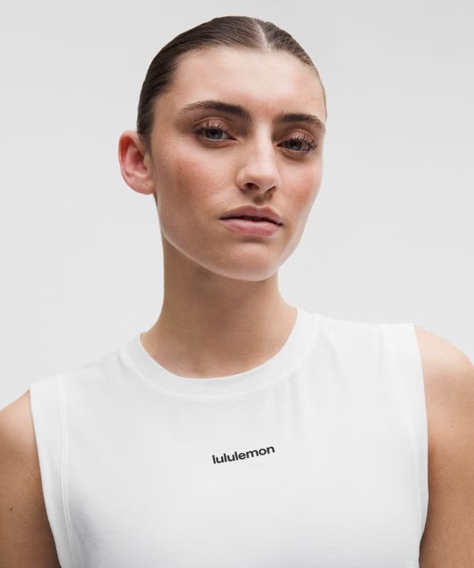 lululemon Jersey Training Muscle Tank Top Long *Wordmark - White