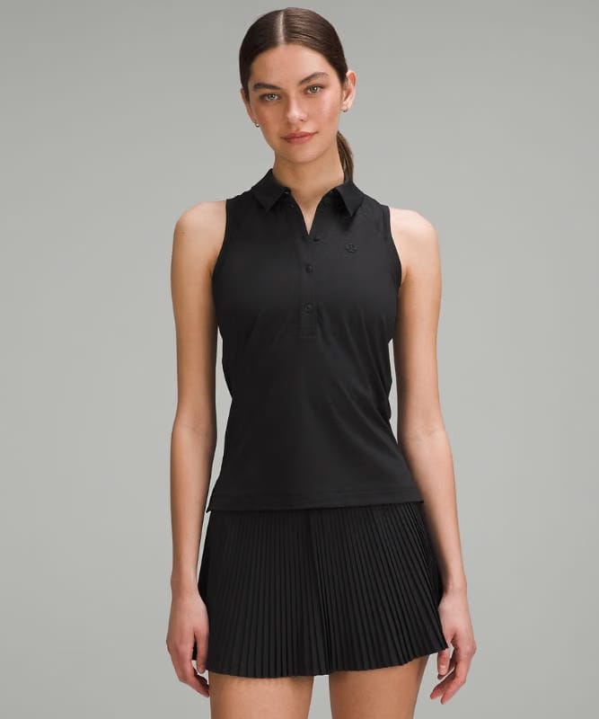 lululemon Quick-Dry Sleeveless Polo Shirt *Straight Hem - Black