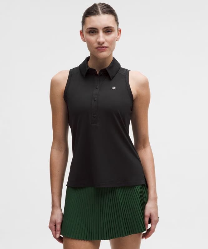 lululemon Quick-Dry Sleeveless Polo Shirt Straight Hem *Logo - Black