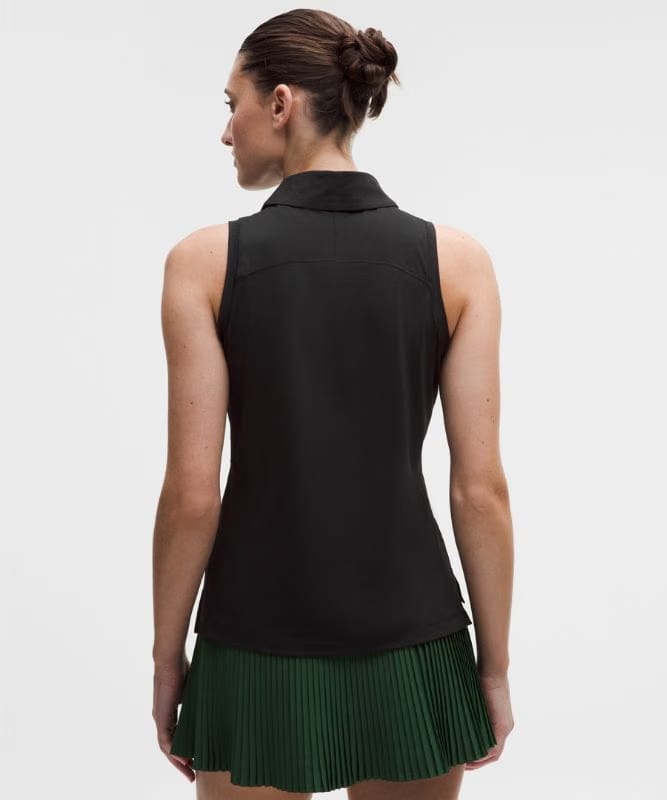 lululemon Quick-Dry Sleeveless Polo Shirt Straight Hem *Logo - Black