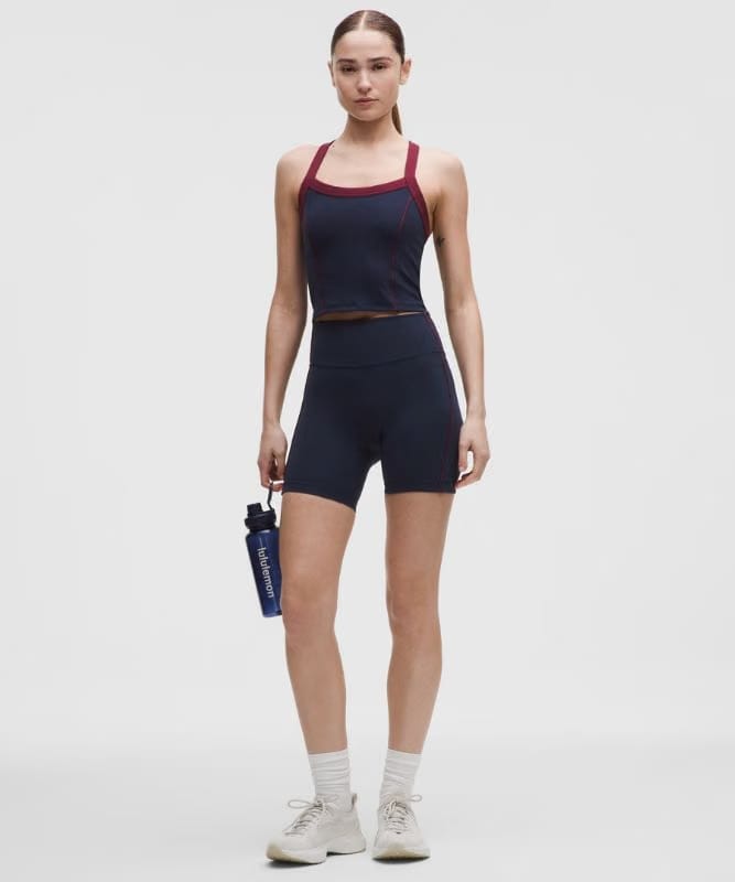 lululemon Wunder Train Piped Strappy Tank Top *Light Support, B/C Cup - True Navy/Burgundy Bay