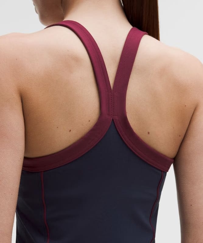 lululemon Wunder Train Piped Strappy Tank Top *Light Support, B/C Cup - True Navy/Burgundy Bay