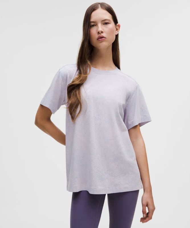 lululemon All Yours Organic Cotton Crewneck T-Shirt - Cirrus Wash Pink Parfait Iced Violet Sinatra Blue