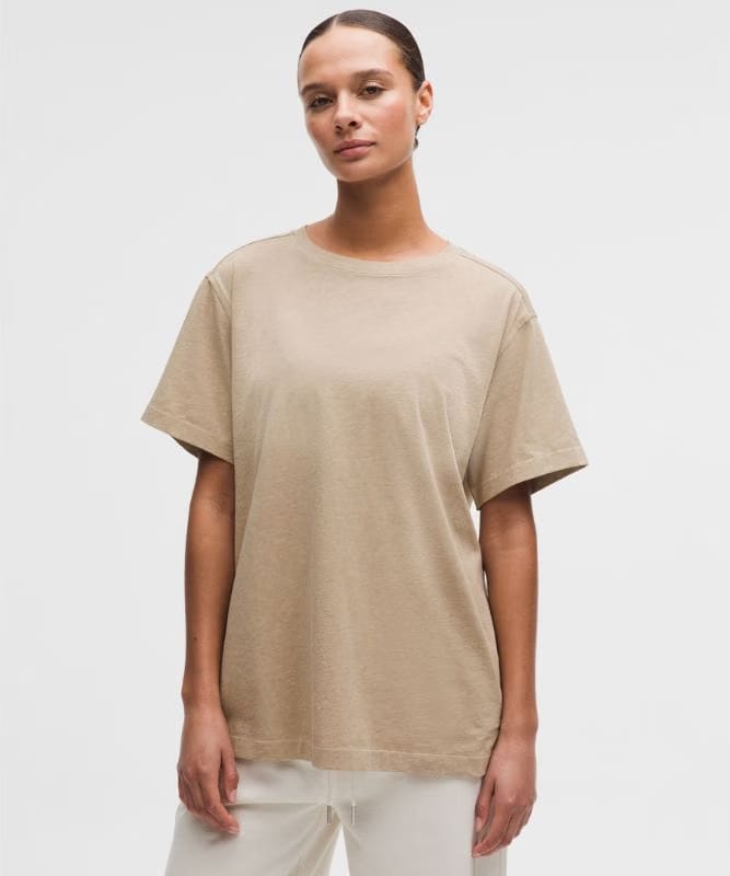 lululemon All Yours Organic Cotton Crewneck T-Shirt - Heathered Wacky Khaki