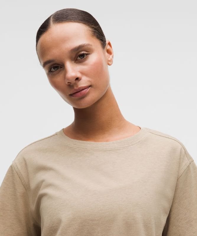 lululemon All Yours Organic Cotton Crewneck T-Shirt - Heathered Wacky Khaki