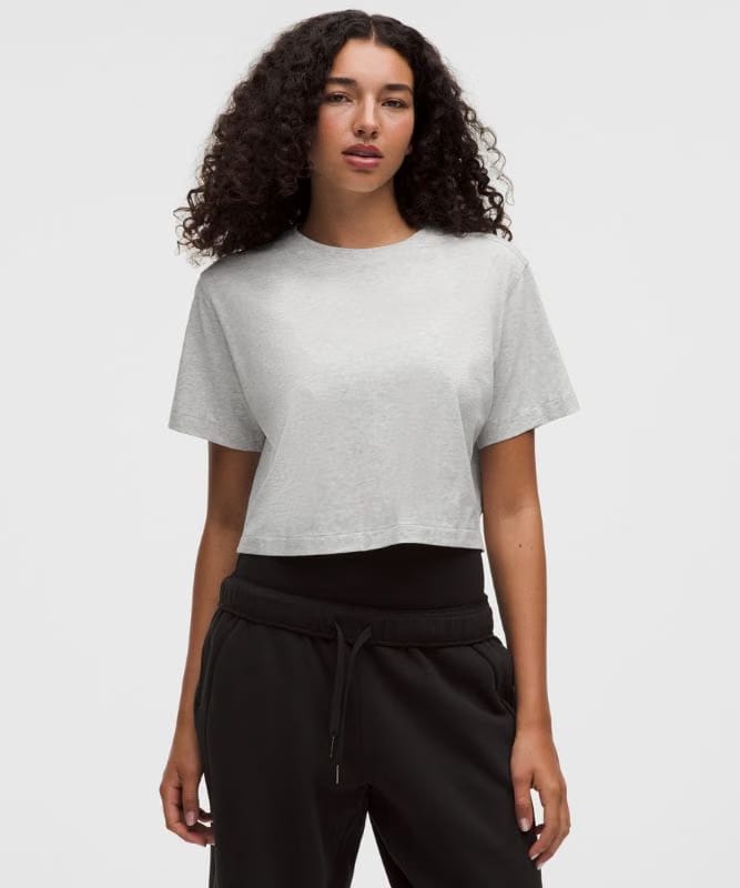 lululemon All Yours Organic Cotton Cropped T-Shirt - Heathered Core Ultra Light Grey
