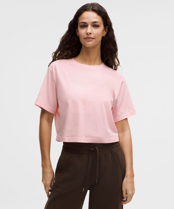 lululemon All Yours Organic Cotton Cropped T-Shirt - Pink Pearl