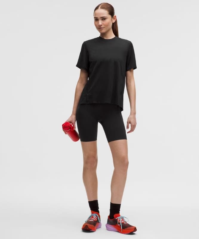 lululemon Fast and Free Short-Sleeve Shirt *Perforated Stripe - Black