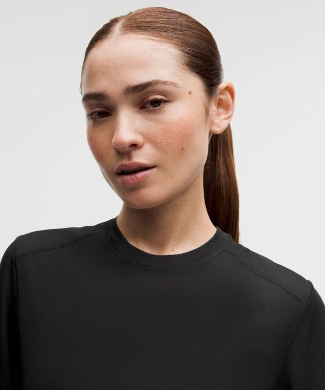 lululemon Fast and Free Short-Sleeve Shirt *Perforated Stripe - Black