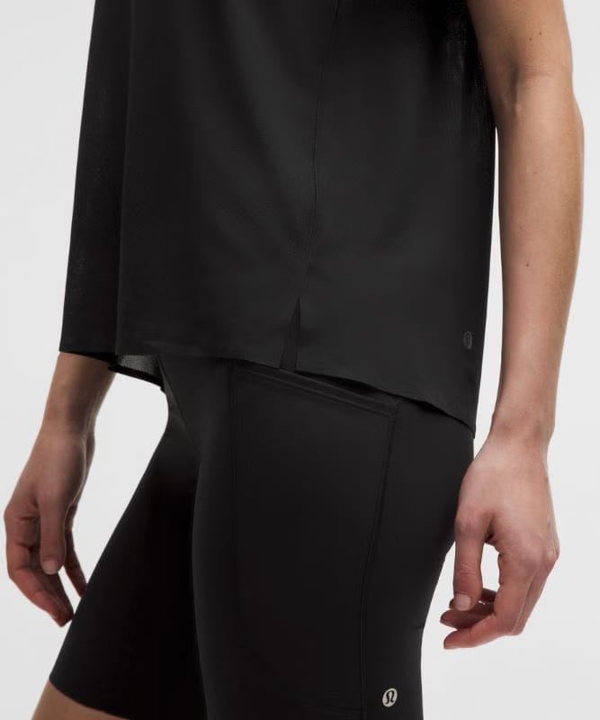 lululemon Fast and Free Short-Sleeve Shirt *Perforated Stripe - Black