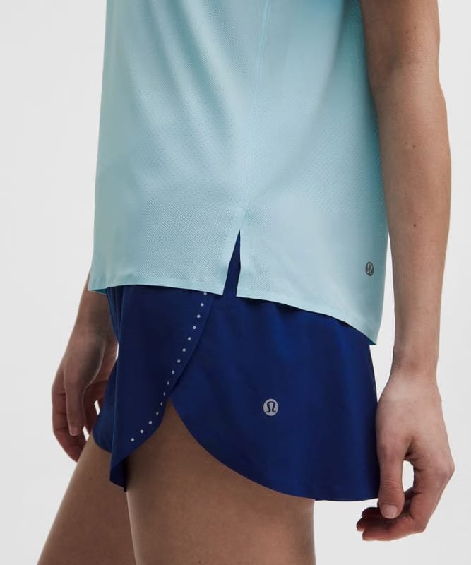 lululemon Fast and Free Short-Sleeve Shirt *Perforated Stripe - Foam Cloud