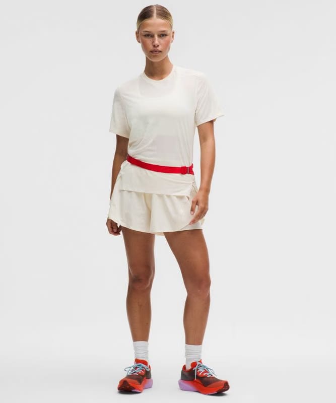 lululemon Fast and Free Short-Sleeve Shirt *Perforated Stripe - Light Ivory