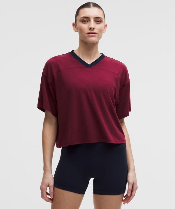 lululemon Jersey Training V-Neck T-Shirt - Burgundy Bay/True Navy