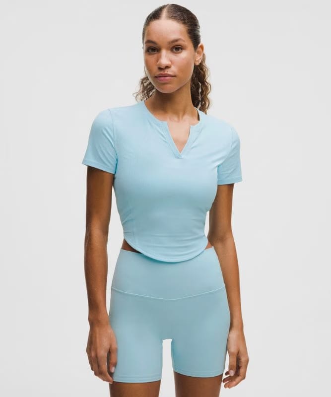 lululemon Ribbed Nulu Split-Neck Short-Sleeve Shirt - Foam Cloud