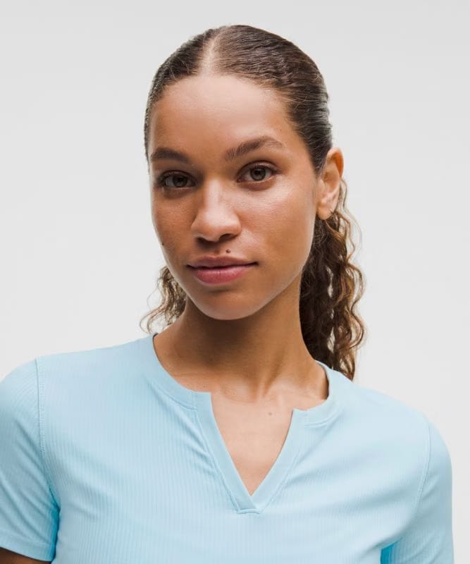 lululemon Ribbed Nulu Split-Neck Short-Sleeve Shirt - Foam Cloud