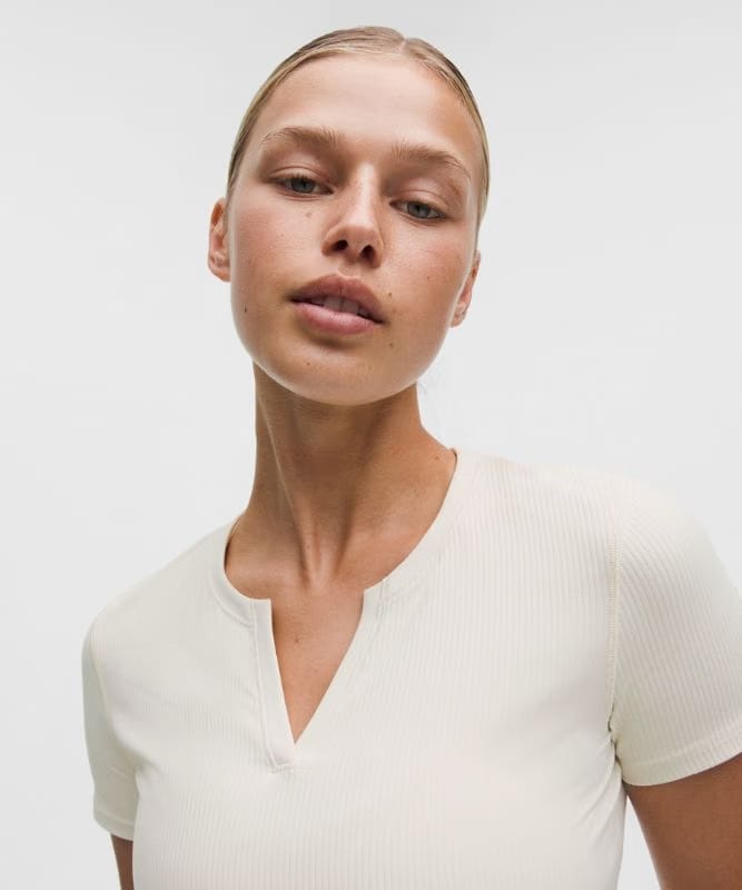 lululemon Ribbed Nulu Split-Neck Short-Sleeve Shirt - Foam Cloud