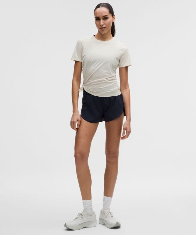 lululemon Side-Ruched Running Short-Sleeve Shirt - Light Ivory