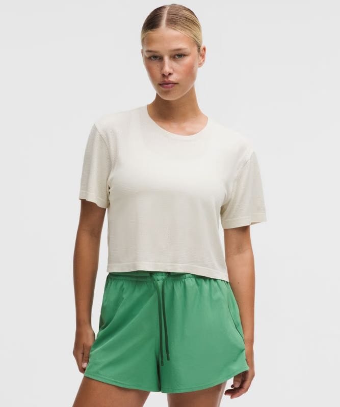lululemon Swiftly Perforated Stripe Short-Sleeve Shirt - Light Ivory/Light Ivory