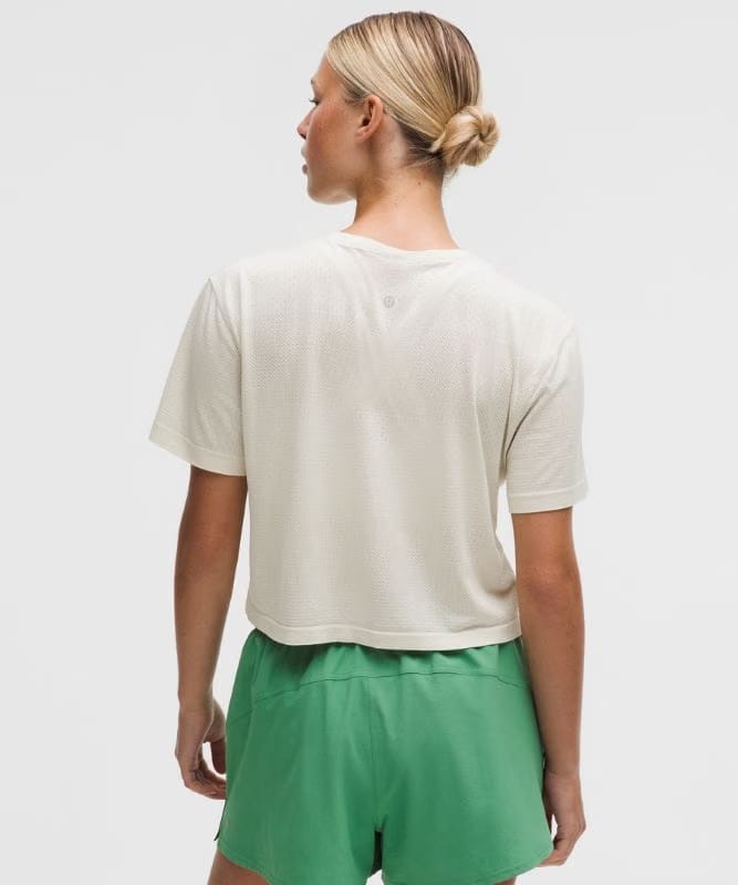 lululemon Swiftly Perforated Stripe Short-Sleeve Shirt - Light Ivory/Light Ivory
