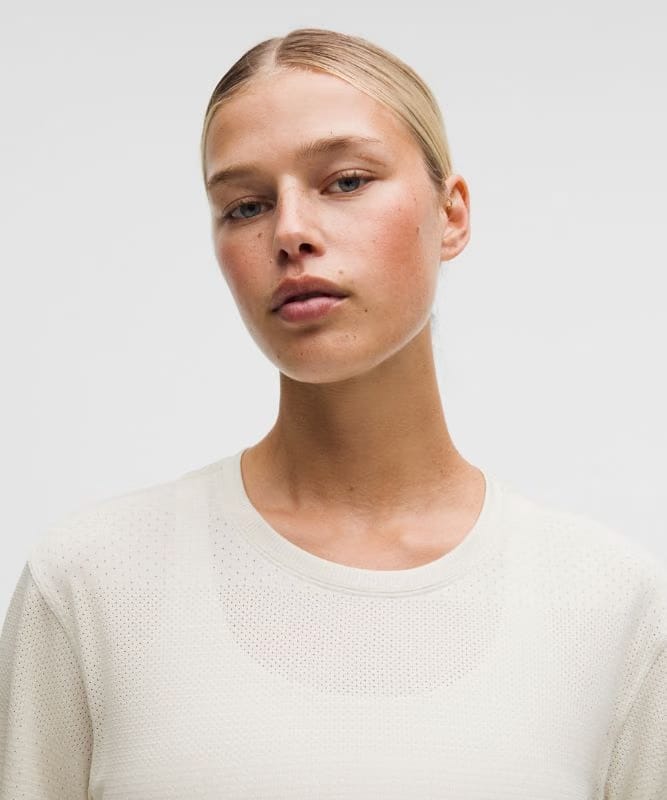 lululemon Swiftly Perforated Stripe Short-Sleeve Shirt - Light Ivory/Light Ivory