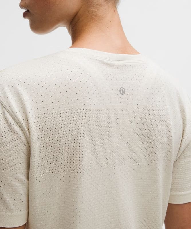 lululemon Swiftly Perforated Stripe Short-Sleeve Shirt - Light Ivory/Light Ivory