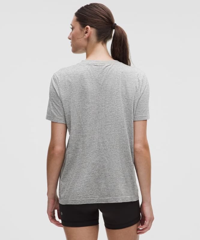 lululemon Swiftly Relaxed Short-Sleeve Shirt Hip Length *Updated Fit - Slate/White