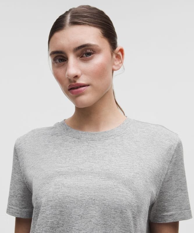 lululemon Swiftly Relaxed Short-Sleeve Shirt Hip Length *Updated Fit - Slate/White