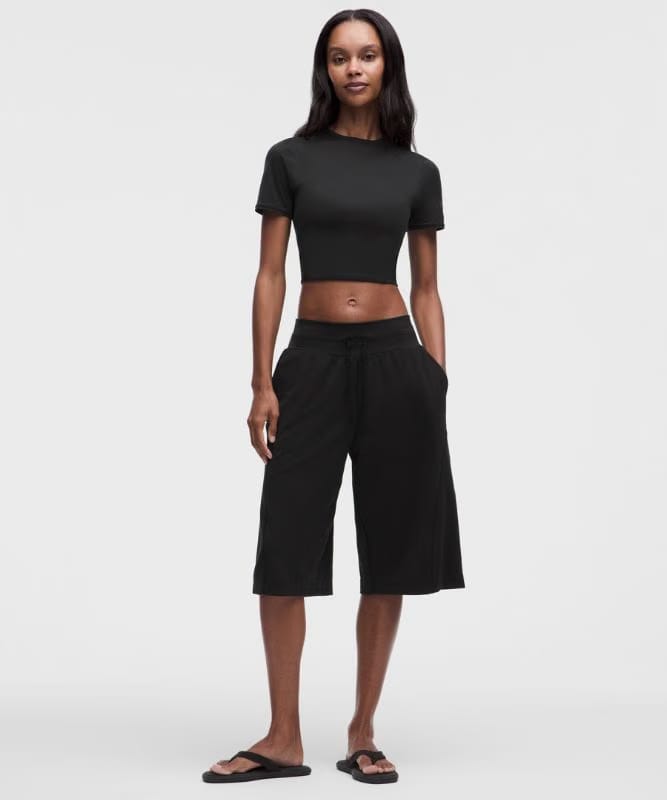lululemon Wundermost Ultra-Soft Nulu Crewneck Cropped T-Shirt - Black