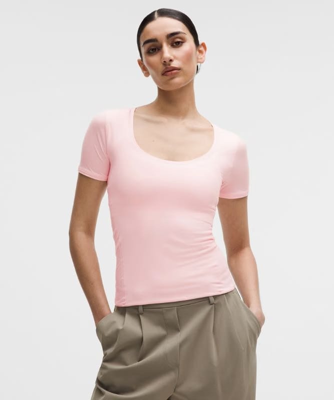 lululemon Wundermost Ultra-Soft Nulu Scoop-Neck T-Shirt - Pink Pearl