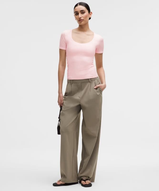 lululemon Wundermost Ultra-Soft Nulu Scoop-Neck T-Shirt - Pink Pearl