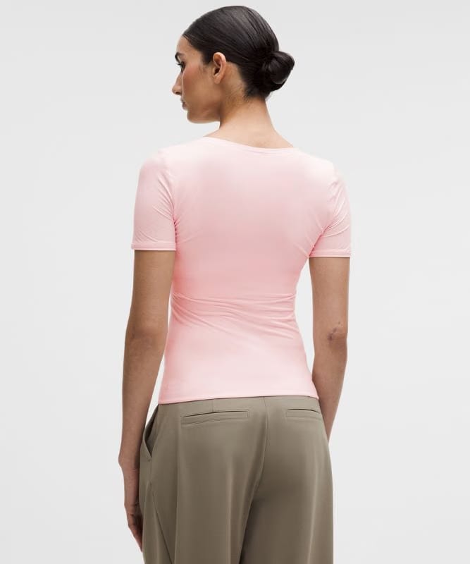lululemon Wundermost Ultra-Soft Nulu Scoop-Neck T-Shirt - Pink Pearl