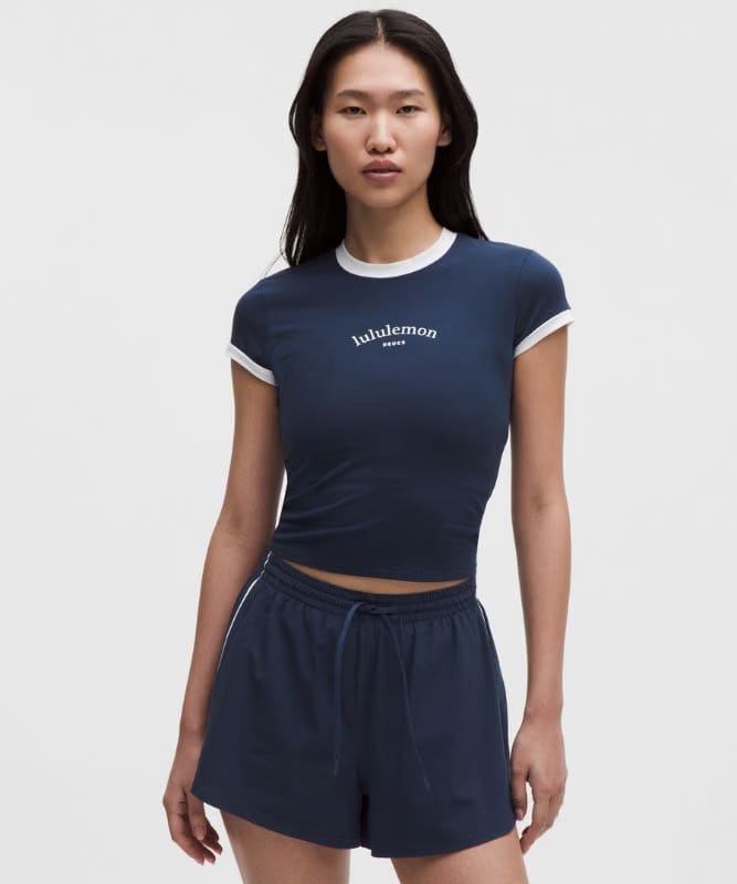 lululemon Organic Cotton Ringer Baby T-Shirt *Tennis Deuce - Club Blue/White