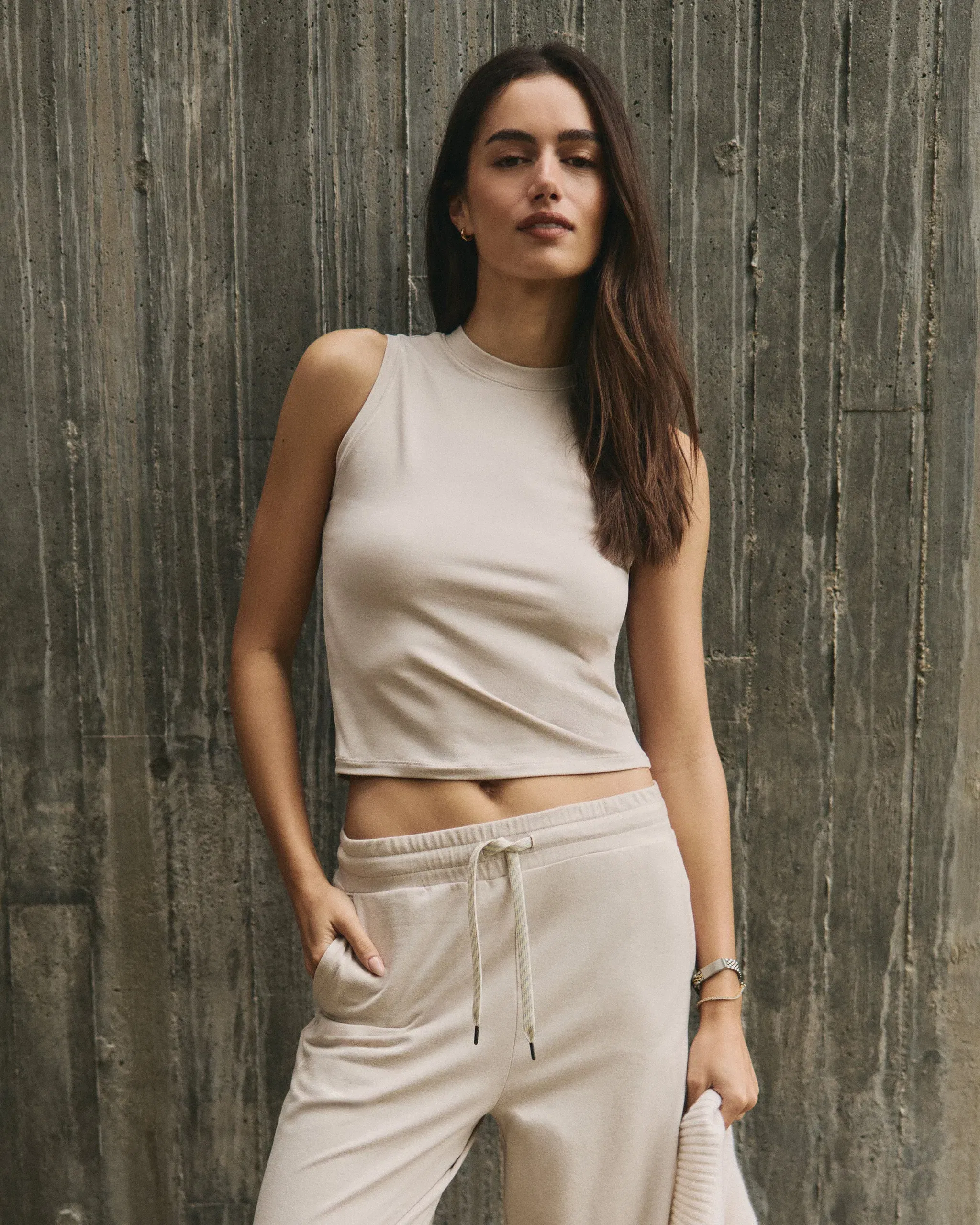 Vuori Halo Muscle Tank - Ecru Heather
