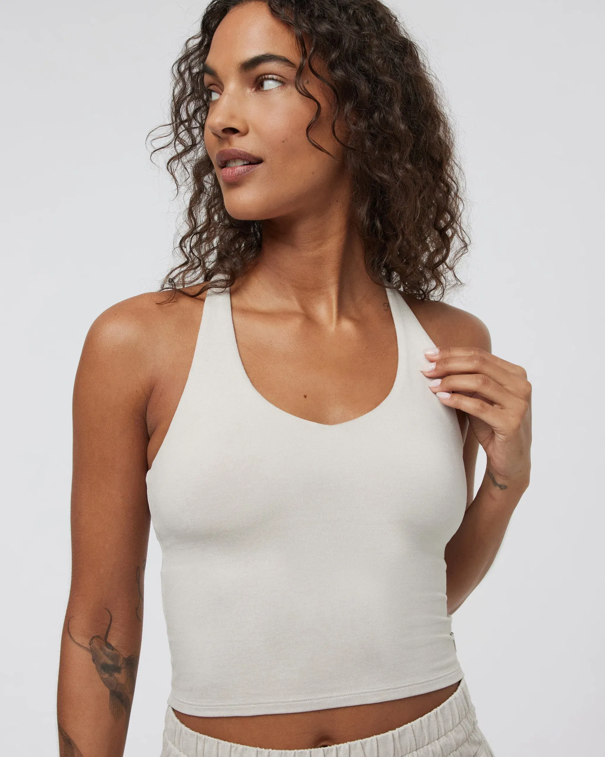 Vuori Halo Performance Crop 2.0 - Ecru Heather
