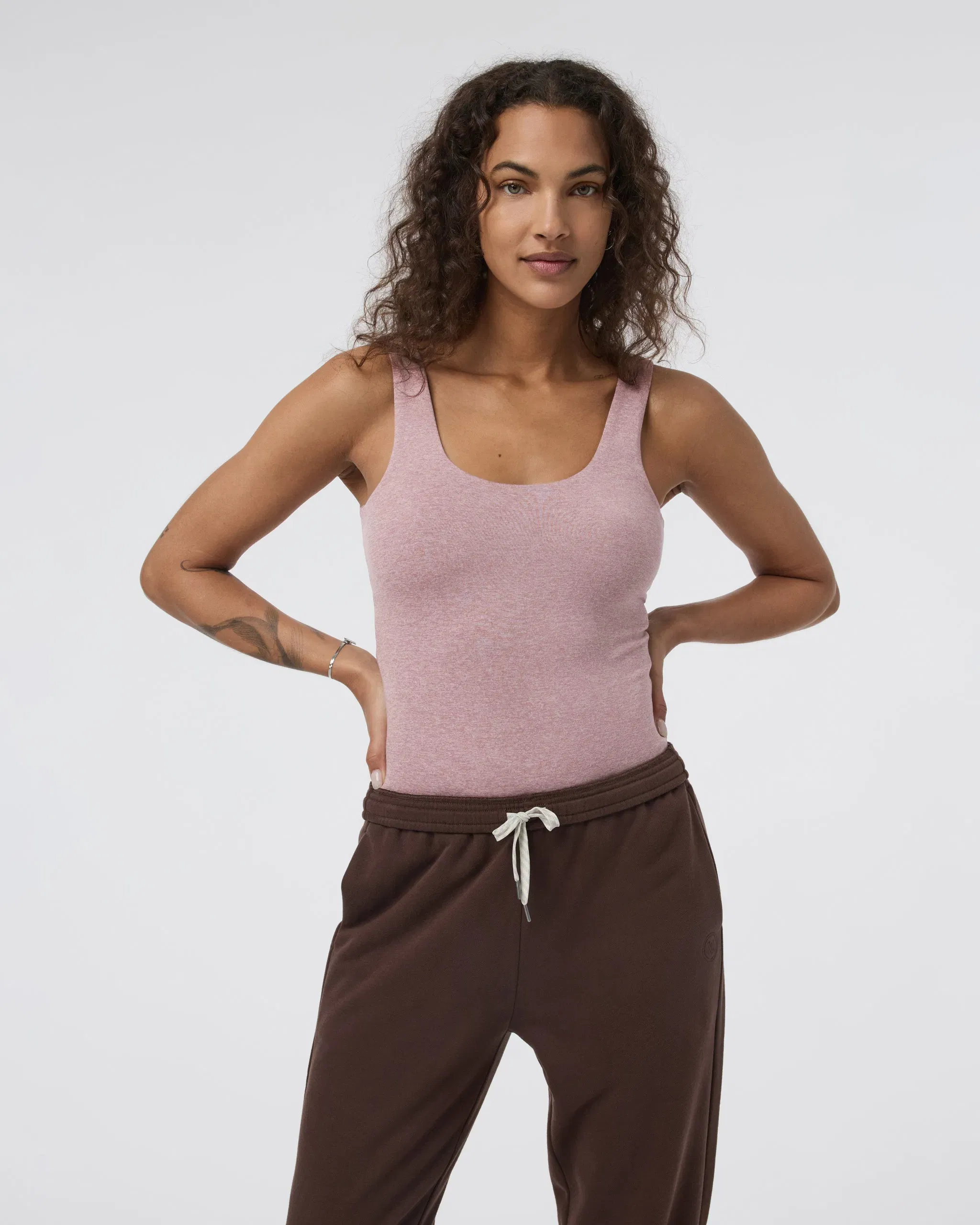 Vuori Sleeveless Halo Bodysuit - Cobblestone Heather