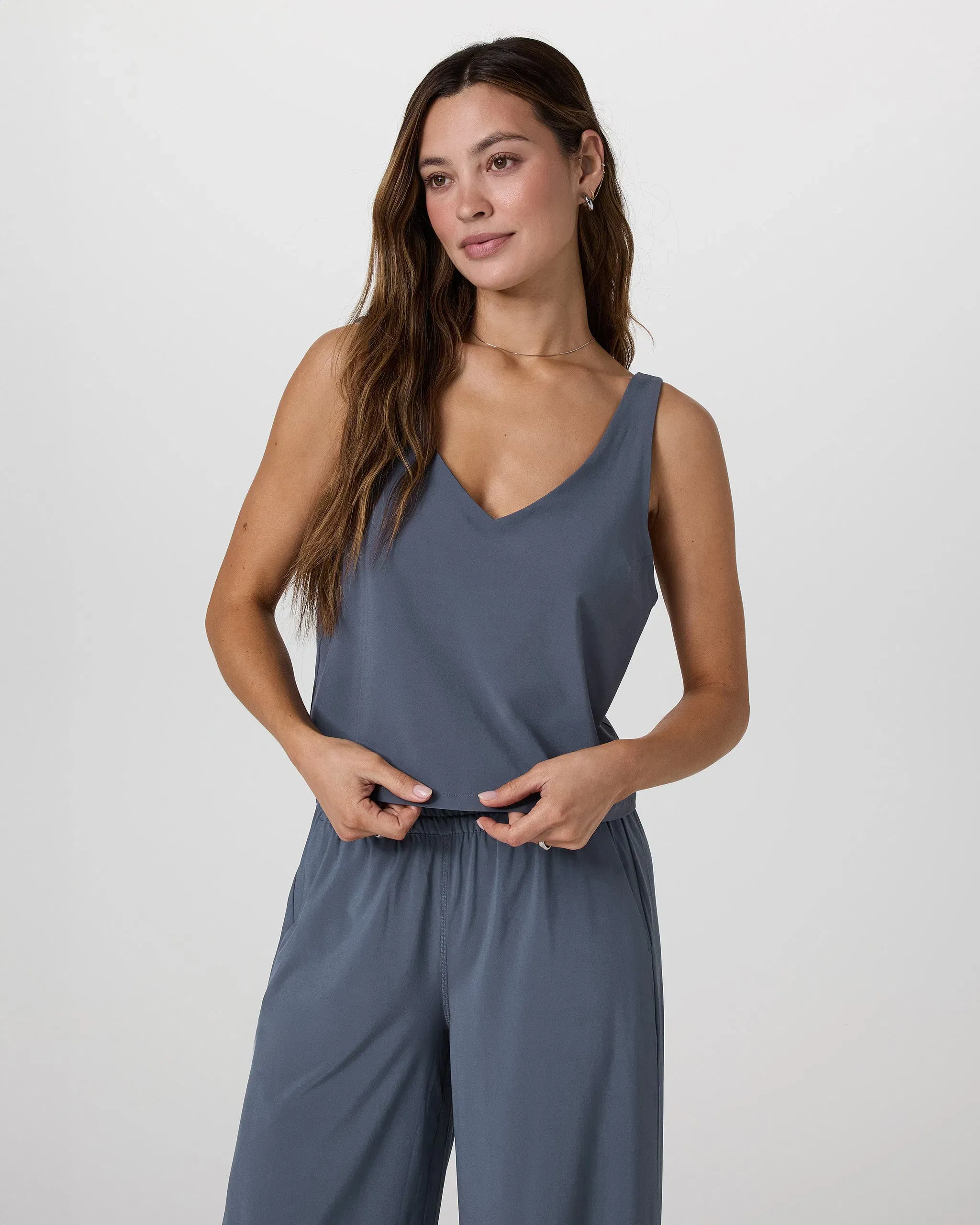 Vuori Villa Cropped Tank - Azure
