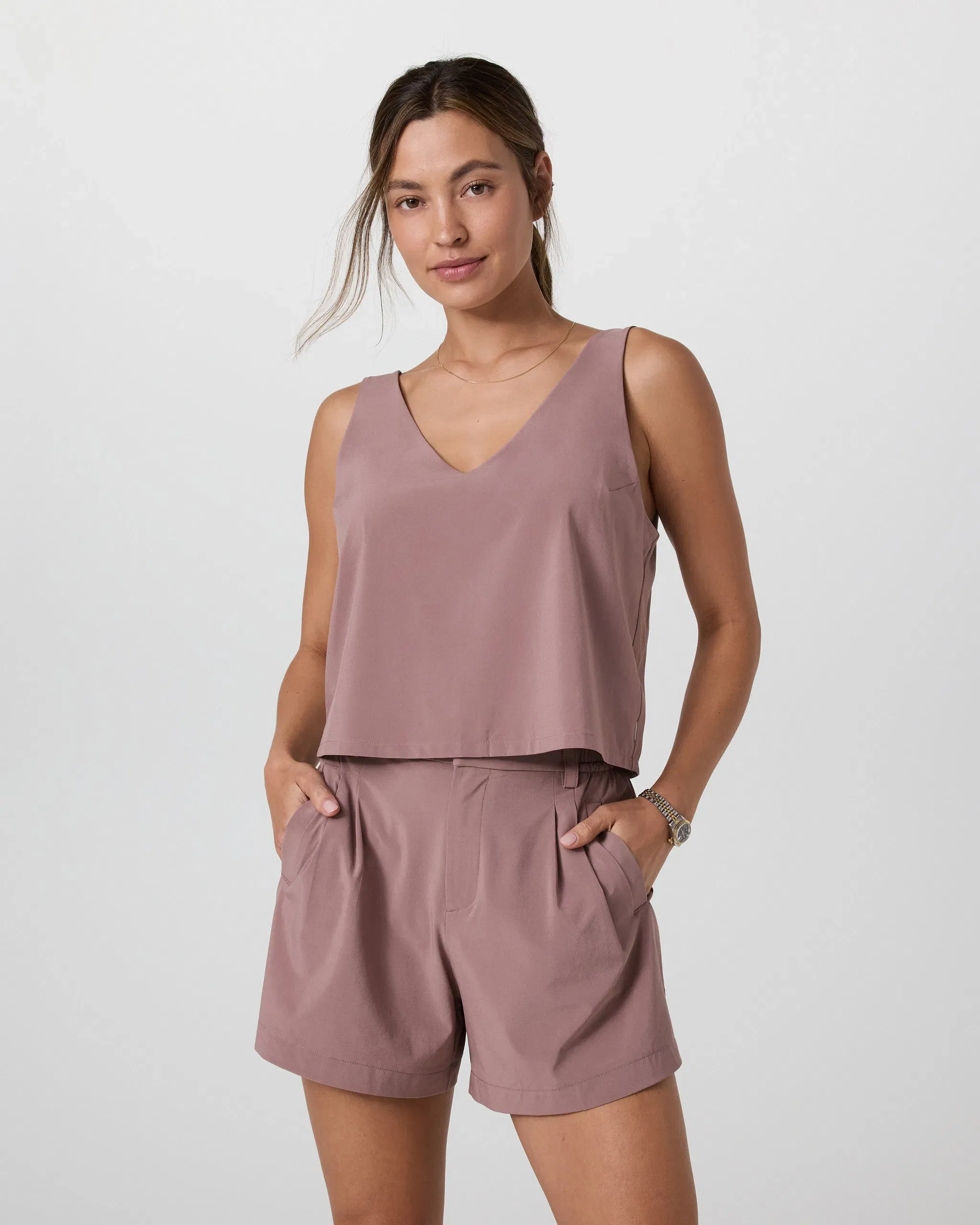 Vuori Villa Cropped Tank - Zion Rose