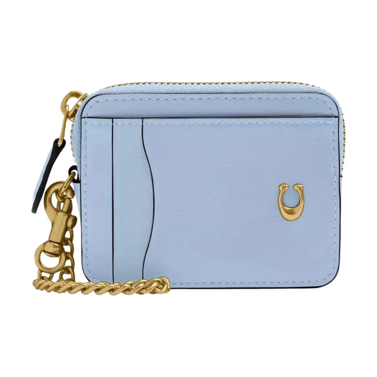 Coach EssentialChain Calfskin Card Holder Women's Light Blue