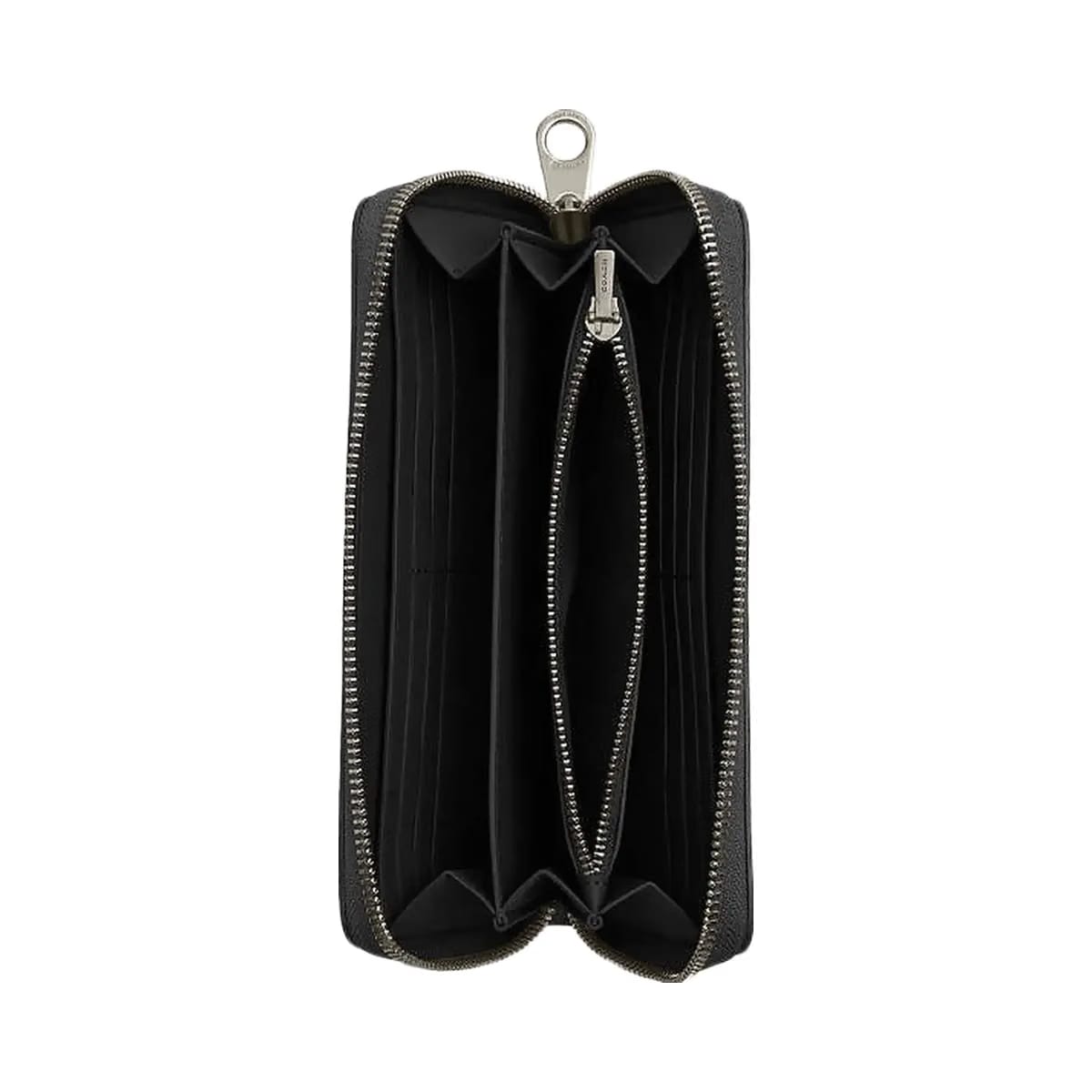 Coach Long Zip Around Wallet In Signature Canvas Signature Canvas-Gunmetal-Charcoal-Black