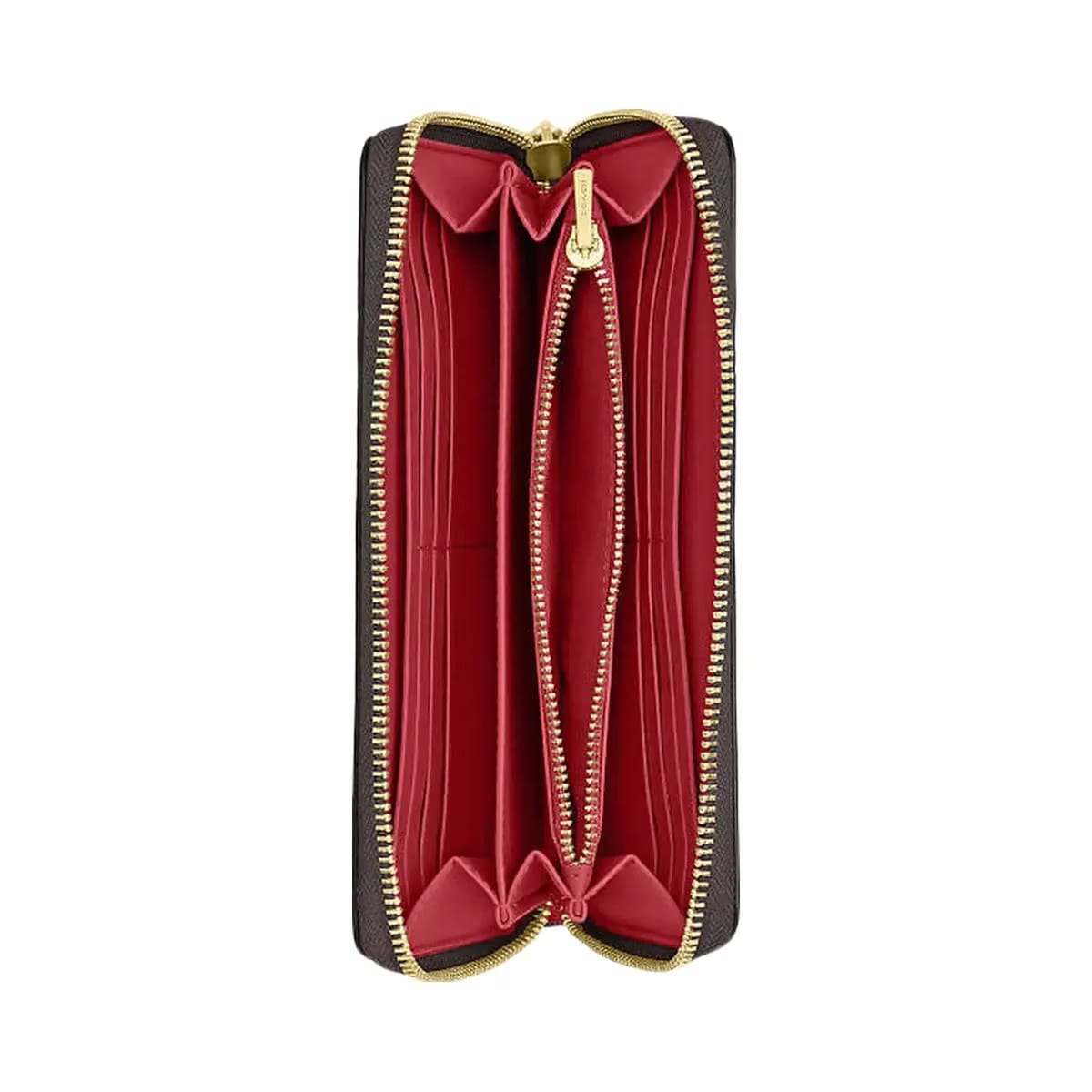 Coach Long Zip Around Wallet In Signature Canvas Signature Canvas-Im-Walnut-True Red
